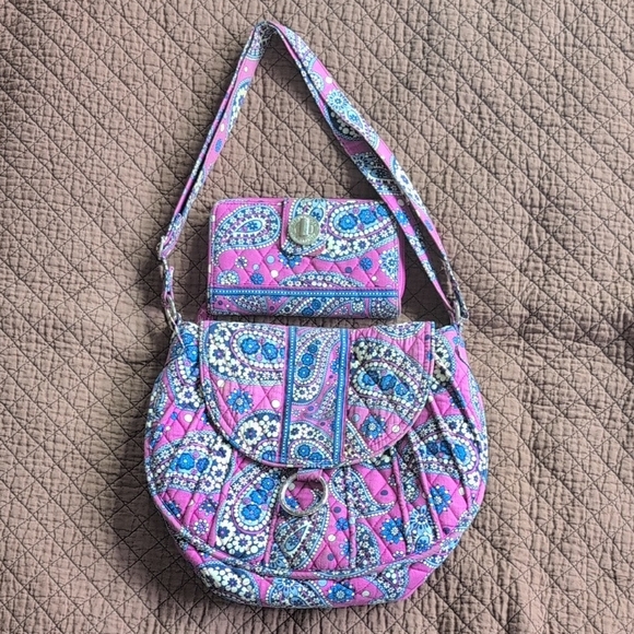 Vera Bradley Handbags - Vera Bradley Pink and Blue Paisley Shoulder Bags